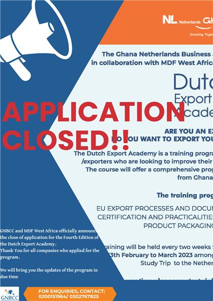 DUTCH EXPORT ACADEMY (DEA) Application Closed!! 
